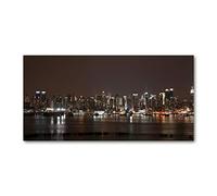 Tulup Splashback 39.37x19.68 inch / 100x50cm Toughened Safe Glass Wall Protection Kitchen Splash-back Glass Panel Protection Induction Cooker Kitchen Panel Tempered Glass - Black - New York at night