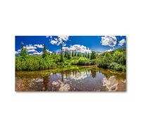 Tulup Splashback 39.37x19.68 inch / 100x50cm Toughened Safe Glass Wall Protection Kitchen Splash-back Glass Panel Protection Induction Cooker Kitchen Panel Tempered Glass - Multicolored - lake in the forest