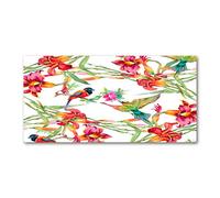 Tulup Splashback 39.37x19.68 inch / 100x50cm Wall Protection Glass Panel Kitchen Panel Splash-back Kitchen Protection Induction Cooker Tempered Glass Toughened Safe Glass - Multicolored - Exotic birds