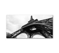 Tulup Splashback 39.37x19.68 inch / 100x50cm Wall Protection Glass Panel Kitchen Panel Splash-back Kitchen Protection Induction Cooker Tempered Glass Toughened Safe Glass - Black and white - Eiffel Tower Paris