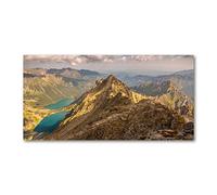 Tulup Splashback 39.37x19.68 inch / 100x50cm Wall Protection Glass Panel Kitchen Panel Splash-back Kitchen Protection Induction Cooker Tempered Glass Toughened Safe Glass - Brown - Lake Tatra Mountains