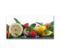 Tulup Splashback 39.37x19.68 inch / 100x50cm Wall Protection Kitchen Panel Toughened Safe Glass Kitchen Protection Induction Cooker Glass Panel Splash-back Tempered Glass - Multicolored - fruit vegetables