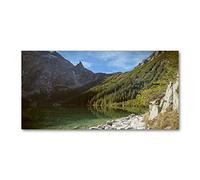 Tulup Splashback 39.37x19.68 inch / 100x50cm Wall Protection Kitchen Panel Toughened Safe Glass Kitchen Protection Induction Cooker Glass Panel Splash-back Tempered Glass - Green - Lake Tatra Mountains
