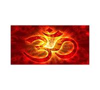 Tulup Splashback 39.37x19.68 inch / 100x50cm Wall Protection Kitchen Panel Toughened Safe Glass Kitchen Protection Induction Cooker Glass Panel Splash-back Tempered Glass - Red - Buddhism icon