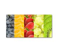 Tulup Splashback 39.37x19.68 inch / 100x50cm Wall Protection Tempered Glass Kitchen Panel Toughened Safe Glass Panel Protection Induction Cooker Kitchen Splash-back - Multicolored - Colorful fruits