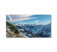 Tulup Splashback 39.37x19.68 inch / 100x50cm Wall Protection Tempered Glass Kitchen Panel Toughened Safe Glass Panel Protection Induction Cooker Kitchen Splash-Back - Blue - Tatra Mountains
