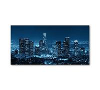 Tulup Splashback 39.37x19.68 inch / 100x50cm Wall Protection Tempered Glass Kitchen Panel Toughened Safe Glass Panel Protection Induction Cooker Kitchen Splash-back - Blue - Los Angeles Night