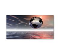 Tulup Splashback 39.37x19.68 inch / 100x50cm Wall Protection Tempered Glass Kitchen Panel Toughened Safe Glass Panel Protection Induction Cooker Kitchen Splash-back - Orange - Planet Earth