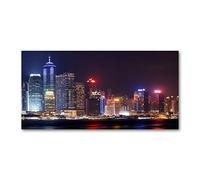 Tulup Splashback 39.37x19.68 inch / 100x50cm Wall Protection Toughened Safe Glass Splash-back Kitchen Panel Tempered Glass Kitchen Protection Induction Cooker Glass Panel - Multicolored - Hong Kong at night