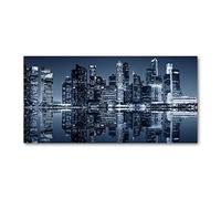 Tulup Splashback 39.37x19.68 inch / 100x50cm Wall Protection Toughened Safe Glass Splash-back Kitchen Panel Tempered Glass Kitchen Protection Induction Cooker Glass Panel - Black and white - Singapore at night