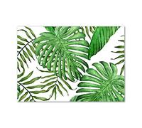 Tulup Splashback 39.37x27.56 inch / 100x70 cm Glass Panel Tempered Glass Kitchen Panel Splash back Kitchen Protection Induction Cooker Wall Protection Toughened Safe Glass - Green - tropical leaves