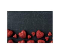 Tulup Splashback 39.37x27.56 inch / 100x70 cm Glass Panel Tempered Glass Kitchen Panel Splash back Kitchen Protection Induction Cooker Wall Protection Toughened Safe Glass - Red - hearts on blackboard