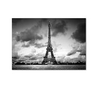 Tulup Splashback 39.37x27.56 inch / 100x70 cm Glass Panel Tempered Glass Kitchen Panel Splash back Kitchen Protection Induction Cooker Wall Protection Toughened Safe Glass - Black and white - Eiffel Tower Paris