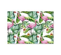 Tulup Splashback 39.37x27.56 inch / 100x70 cm Glass Panel Tempered Glass Kitchen Panel Splash back Kitchen Protection Induction Cooker Wall Protection Toughened Safe Glass - Multicolored - Flamingos Plants
