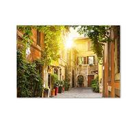 Tulup Splashback 39.37x27.56 inch / 100x70 cm Glass Panel Tempered Glass Kitchen Panel Splash back Kitchen Protection Induction Cooker Wall Protection Toughened Safe Glass - Green - Italian streets