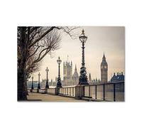 Tulup Splashback 39.37x27.56 inch / 100x70 cm Glass Panel Wall Protection Induction Cooker Tempered Glass Toughened Safe Glass Kitchen Panel Splash back Kitchen - Brown - London in autumn