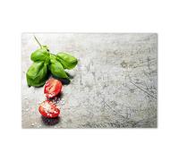 Tulup Splashback 39.37x27.56 inch / 100x70 cm Glass Panel Wall Protection Induction Cooker Tempered Glass Toughened Safe Glass Kitchen Panel Splash back Kitchen - Red - tomatoes basil