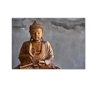 Tulup Splashback 39.37x27.56 inch / 100x70 cm Glass Panel Wall Protection Induction Cooker Tempered Glass Toughened Safe Glass Kitchen Panel Splash back Kitchen - Brown - Wooden Buddha