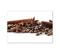 Tulup Splashback 39.37x27.56 inch / 100x70 cm Kitchen Protection Induction Cooker Wall Protection Glass Panel Tempered Glass Toughened Safe Glass Kitchen Panel Splash back - Brown - coffee beans cinnamon