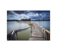 Tulup Splashback 39.37x27.56 inch / 100x70 cm Kitchen Protection Induction Cooker Wall Protection Glass Panel Tempered Glass Toughened Safe Glass Kitchen Panel Splash back - Blue - wooden bridge