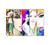 Tulup Splashback 39.37x27.56 inch / 100x70 cm Kitchen Protection Induction Cooker Wall Protection Glass Panel Tempered Glass Toughened Safe Glass Kitchen Panel Splash back - Multicolored - Women portraits