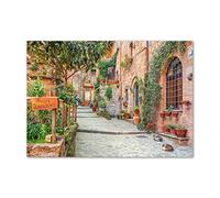 Tulup Splashback 39.37x27.56 inch / 100x70 cm Kitchen Protection Induction Cooker Wall Protection Glass Panel Tempered Glass Toughened Safe Glass Kitchen Panel Splash back - Beige - Italian streets