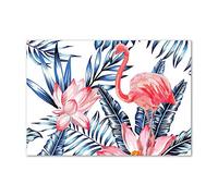 Tulup Splashback 39.37x27.56 inch / 100x70 cm Kitchen Protection Induction Cooker Wall Protection Glass Panel Tempered Glass Toughened Safe Glass Kitchen Panel Splash back - Pink - Flamingos plants