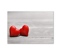 Tulup Splashback 39.37x27.56 inch / 100x70 cm Protection Induction Cooker Toughened Safe Glass Kitchen Kitchen Panel Wall Protection Tempered Glass Splash back Glass Panel - Red - hearts on wood