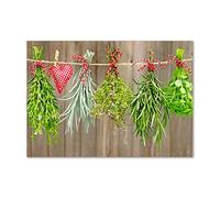 Tulup Splashback 39.37x27.56 inch / 100x70 cm Protection Induction Cooker Toughened Safe Glass Kitchen Kitchen Panel Wall Protection Tempered Glass Splash back Glass Panel - Green - herbs on string