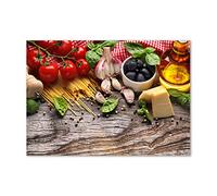 Tulup Splashback 39.37x27.56 inch / 100x70 cm Protection Induction Cooker Toughened Safe Glass Kitchen Kitchen Panel Wall Protection Tempered Glass Splash back Glass Panel - Multicolored - Italian food