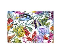 Tulup Splashback 39.37x27.56 inch / 100x70 cm Splash back Kitchen Panel Toughened Safe Glass Tempered Glass Kitchen Protection Induction Cooker Wall Protection Glass Panel - Multicolored - coral reef