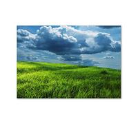 Tulup Splashback 39.37x27.56 inch / 100x70 cm Splash back Kitchen Panel Toughened Safe Glass Tempered Glass Kitchen Protection Induction Cooker Wall Protection Glass Panel - Green - Storm clouds