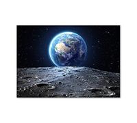 Tulup Splashback 39.37x27.56 inch / 100x70 cm Splash back Kitchen Panel Toughened Safe Glass Tempered Glass Panel Wall Protection Induction Cooker Kitchen - Blue - Planet Earth