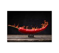 Tulup Splashback 39.37x27.56 inch / 100x70 cm Toughened Safe Glass Wall Protection Kitchen Splash back Glass Panel Protection Induction Cooker Kitchen Panel Tempered Glass - Red - Chili note
