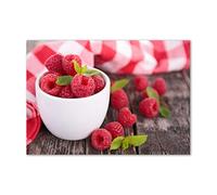 Tulup Splashback 39.37x27.56 inch / 100x70 cm Toughened Safe Glass Wall Protection Kitchen Splash back Glass Panel Protection Induction Cooker Kitchen Panel Tempered Glass - Red - raspberries bowl
