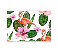 Tulup Splashback 39.37x27.56 inch / 100x70 cm Toughened Safe Glass Wall Protection Kitchen Splash back Glass Panel Protection Induction Cooker Kitchen Panel Tempered Glass - Multicolored - Flamingos Plants