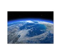 Tulup Splashback 39.37x27.56 inch / 100x70 cm Toughened Safe Glass Wall Protection Kitchen Splash back Glass Panel Protection Induction Cooker Kitchen Panel Tempered Glass - Blue - Planet Earth