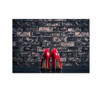 Tulup Splashback 39.37x27.56 inch / 100x70 cm Toughened Safe Glass Wall Protection Kitchen Splash Back Glass Panel Protection Induction Cooker Kitchen Panel Tempered Glass - Red - red high Heels