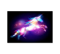 Tulup Splashback 39.37x27.56 inch / 100x70 cm Toughened Safe Glass Wall Protection Kitchen Splash Back Glass Panel Protection Induction Cooker Kitchen Panel Tempered Glass - Purple - Unicorn