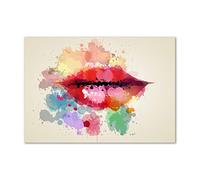 Tulup Splashback 39.37x27.56 inch / 100x70 cm Toughened Safe Glass Wall Protection Kitchen Splash back Glass Panel Protection Induction Cooker Kitchen Panel Tempered Glass - Red - colorful lips