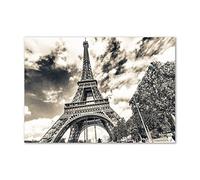 Tulup Splashback 39.37x27.56 inch / 100x70 cm Wall Protection Glass Panel Kitchen Panel Splash back Kitchen Protection Induction Cooker Tempered Glass Toughened Safe Glass - Black and white - Eiffel Tower Paris