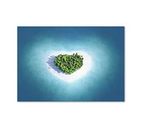 Tulup Splashback 39.37x27.56 inch / 100x70 cm Wall Protection Glass Panel Kitchen Panel Splash back Kitchen Protection Induction Cooker Tempered Glass Toughened Safe Glass - Blue - island heart shape