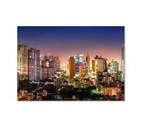 Tulup Splashback 39.37x27.56 inch / 100x70 cm Wall Protection Glass Panel Kitchen Panel Splash back Kitchen Protection Induction Cooker Tempered Glass Toughened Safe Glass - Multicolored - Bangkok at night