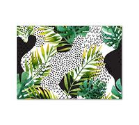 Tulup Splashback 39.37x27.56 inch / 100x70 cm Wall Protection Glass Panel Kitchen Panel Splash back Kitchen Protection Induction Cooker Tempered Glass Toughened Safe Glass - Green - Palm Leaves
