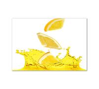 Tulup Splashback 39.37x27.56 inch / 100x70 cm Wall Protection Kitchen Panel Toughened Safe Glass Kitchen Protection Induction Cooker Glass Panel Splash back Tempered Glass - Yellow - lemon slices