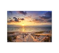 Tulup Splashback 39.37x27.56 inch / 100x70 cm Wall Protection Kitchen Panel Toughened Safe Glass Kitchen Protection Induction Cooker Glass Panel Splash back Tempered Glass - Yellow - Path to the beach