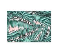 Tulup Splashback 39.37x27.56 inch / 100x70 cm Wall Protection Kitchen Panel Toughened Safe Glass Kitchen Protection Induction Cooker Glass Panel Splash back Tempered Glass - Green - Palm Leaves