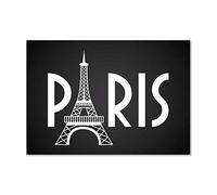Tulup Splashback 39.37x27.56 inch / 100x70 cm Wall Protection Tempered Glass Kitchen Panel Toughened Safe Glass Panel Protection Induction Cooker Kitchen Splash back - Black and white - Paris