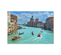 Tulup Splashback 39.37x27.56 inch / 100x70 cm Wall Protection Toughened Safe Glass Splash back Kitchen Panel Tempered Glass Kitchen Protection Induction Cooker Glass Panel - Blue - Venice Italy