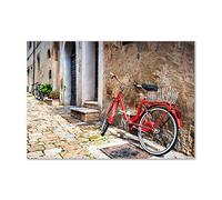 Tulup Splashback 39.37x27.56 inch / 100x70 cm Wall Protection Toughened Safe Glass Splash back Kitchen Panel Tempered Glass Kitchen Protection Induction Cooker Glass Panel - Red - red bicycle